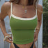 Sleeveless Knitted Crop Tops Green Sexy Basic Patchwork 2023 Summer Casual Cami Backless Y2k Vintage Tank Top Women